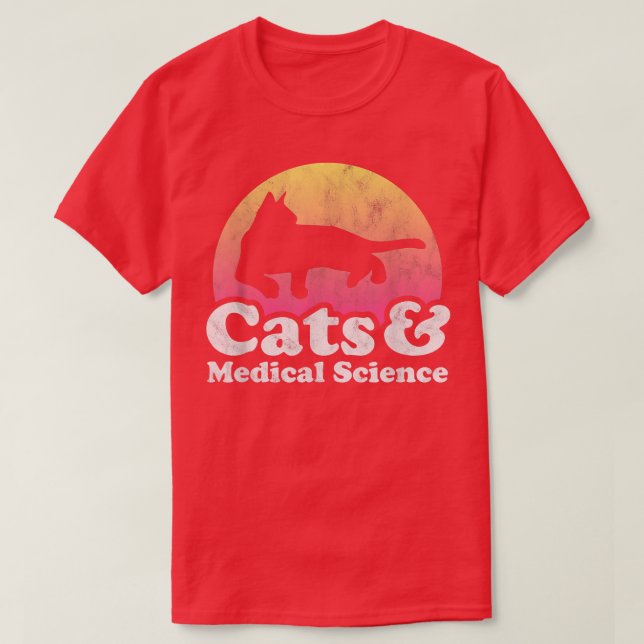 Camiseta Gato de gatos e ciências médicas, de uso masculino (Frente do Design)
