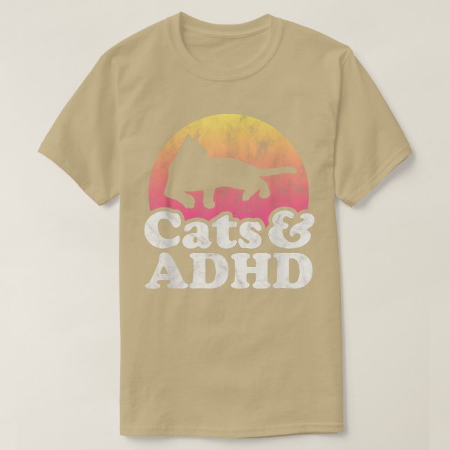Camiseta Gato de gatos e Gato de Homem de TDAH (Frente do Design)