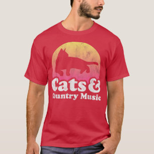 Camiseta Gato de gatos e música country, de uso masculino o