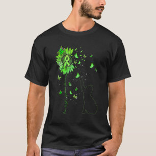 Camiseta Gato de Girassol Fita Verde Lima Conscientização N
