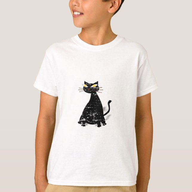 Camiseta Gato de Gordura Preta Distante (Frente)