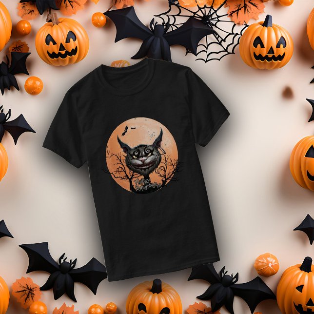 Camiseta Gato de Gótico Feliz Halloween (Criador carregado)