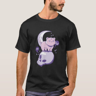 Camiseta Gato de Gótico pastel, Cuta e Roxo do Halloween, G