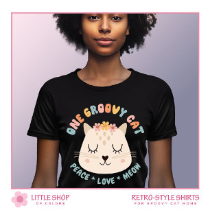 Camiseta Gato de Groovy de Estilo Retroativo Personalizado