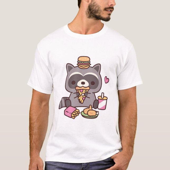 Camiseta Gato de guaxinim, Comida rápida (Frente)