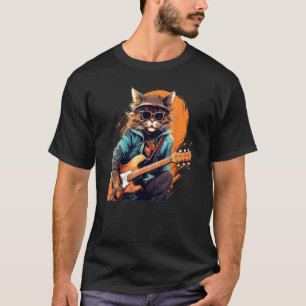 Camiseta Gato de Guitarra elétrica Rock'n Roll para Rocker