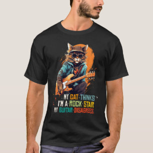 Camiseta Gato de Guitarra Rock Legal com Melodia de Rock'n 
