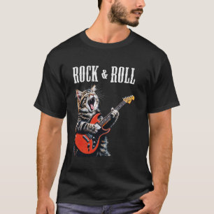 Camiseta Gato de Guitarra Rock & Roll Guitarrista de ROCK V