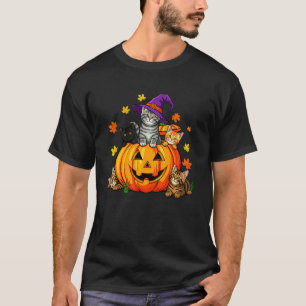Camiseta Gato de Halloween Abóbora Temporada Assustadora Ho