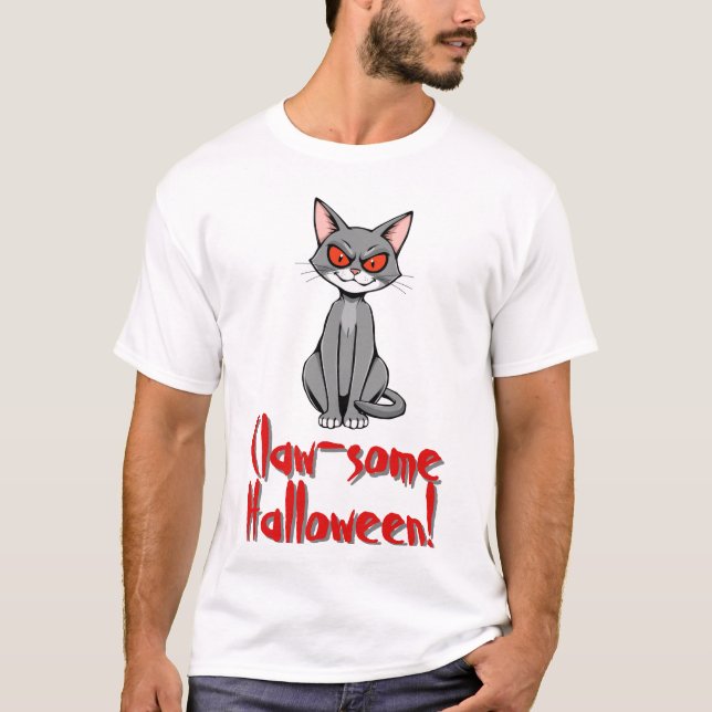 Camiseta Gato de Halloween assustador (Frente)