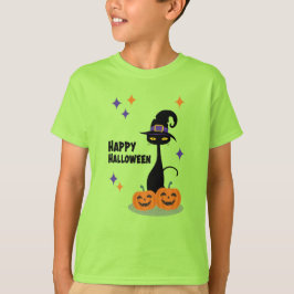 Camiseta Gato de Halloween Atômico do Século médio