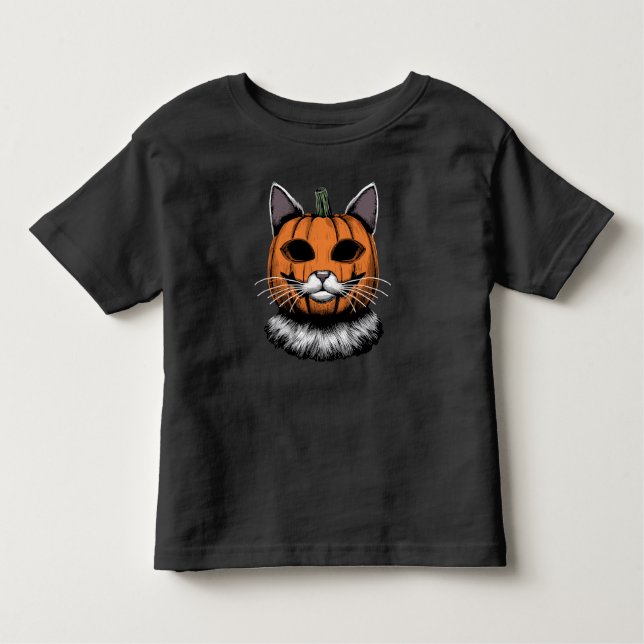 Camiseta Gato de Halloween, Cara de Abóbora (Frente)