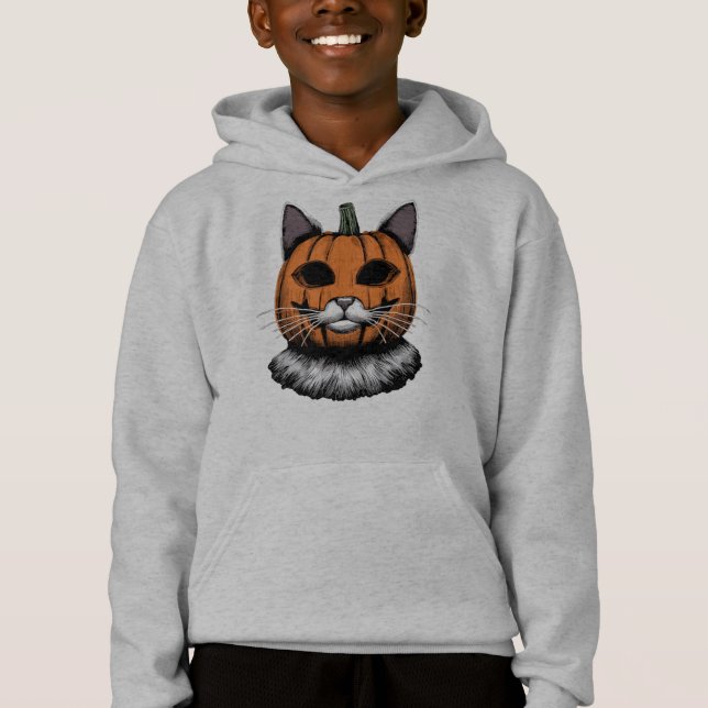Camiseta Gato de Halloween, Cara de Abóbora (Frente)
