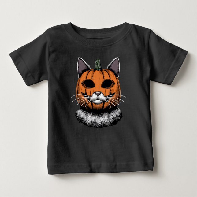 Camiseta Gato de Halloween, Cara de Abóbora (Frente)