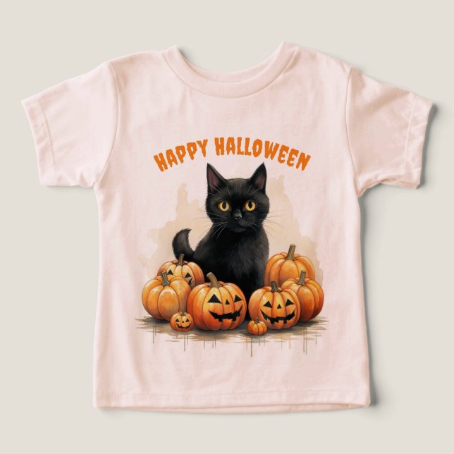 Camiseta Gato De Halloween Com Bompkins (Design frontal)