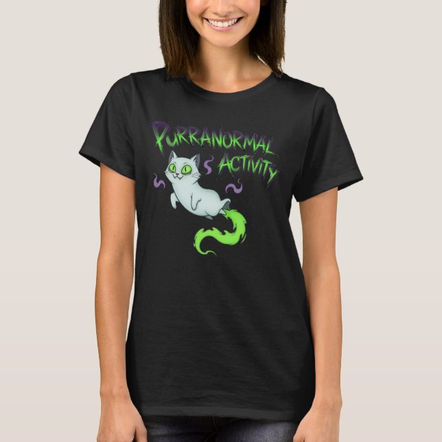 Camiseta Gato de Halloween de Atividade Puranormal (Frente)