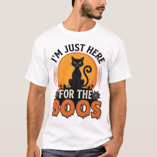 Camiseta Gato de Halloween Estou Aqui Apenas para os Vaias 