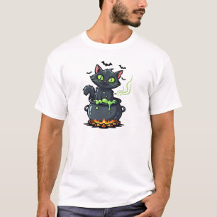 Camiseta Gato de Halloween Gato Assustador e Elegante Inspi