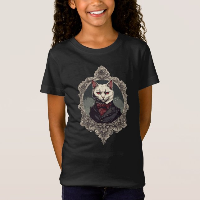 Camiseta Gato de Halloween, Gato de Vampiro (Frente)