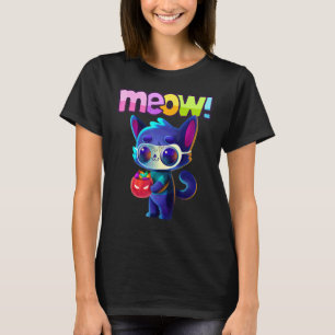 Camiseta Gato de Halloween Mia e Cesta de Doces de Hallowee
