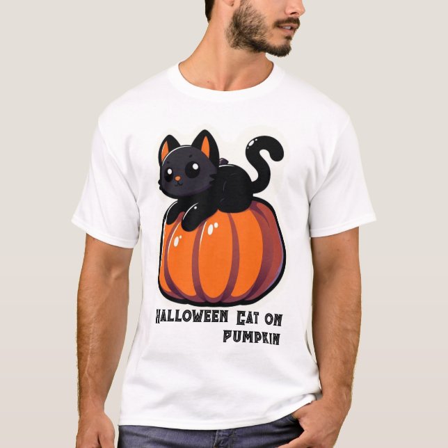 Camiseta Gato de Halloween na Pumpkin (Frente)