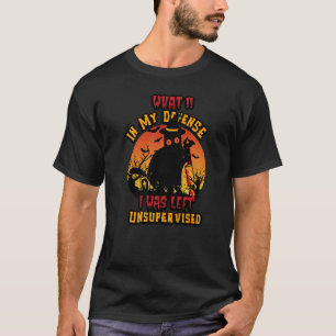 Camiseta Gato de Halloween O Que Em Minha Defesa Eu Fui Dei