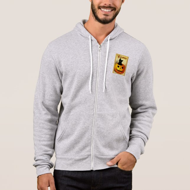 Camiseta Gato de Halloween Sentado em Jack O Lantern (Frente)