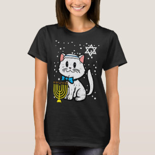 Camiseta Gato de Hanukkah Fofo Chanukah Mulheres Meninas Cr