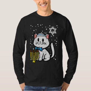 Camiseta Gato de Hanukkah Fofo Chanukah Mulheres Meninas Cr