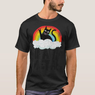 Camiseta Gato de Heavy Metal Arco-íris Retro Crianças Goth 