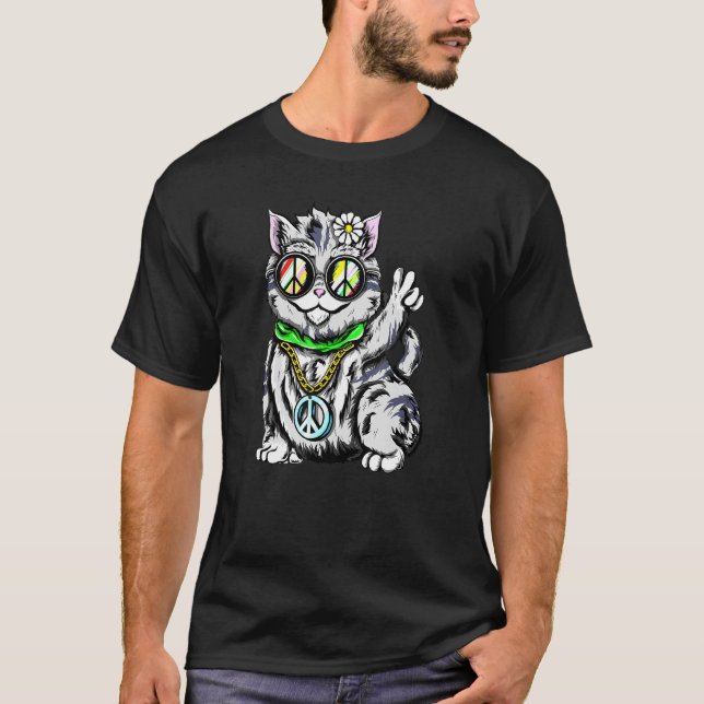 Camiseta Gato de Hippie Retroativo (Frente)