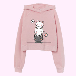 Camiseta Gato de Hoodie - "Gatinhos Empilhados"