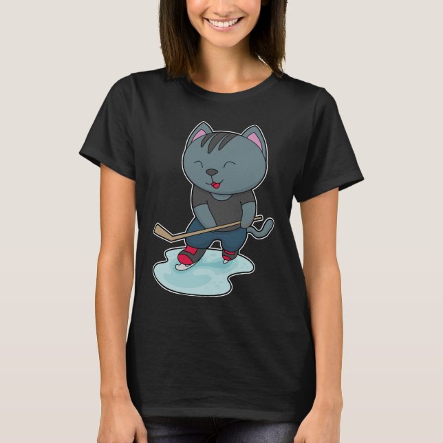 Camiseta Gato de Hóquei no Gelo (Frente)