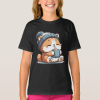 Gato de inverno bonito com Beanie Cozy Kawaii Anim