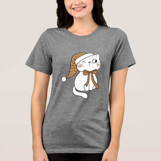 Camiseta Gato de Inverno Piscando (Frente)