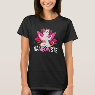 Camiseta Gato de Ioga Meditando Namasté Flor de Lótus