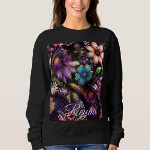 Camiseta Gato de Jardim Floral Abstrato Personalizado