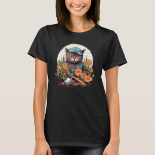 Camiseta Gato de jardinagem engraçado com flores e ervas bo
