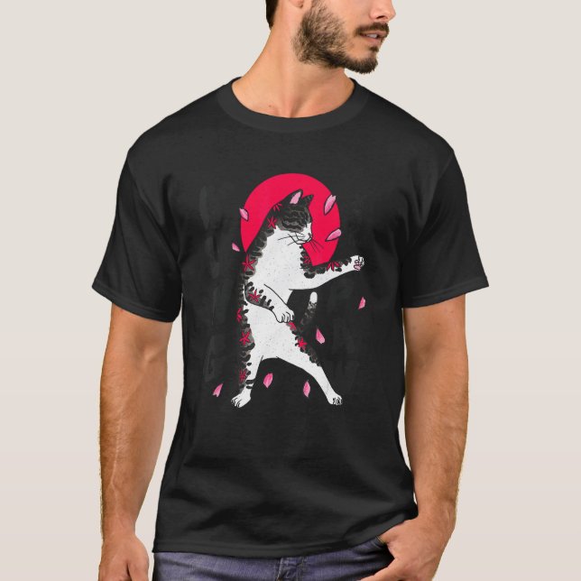 Camiseta Gato de Karatê Paródia Samurai do Sol Vermelho (Frente)