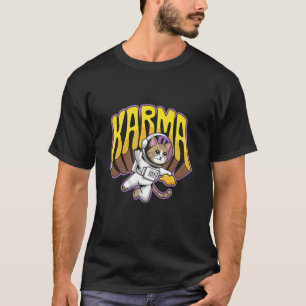 Camiseta Gato de Karma Engraçado Aventura Espacial de Astro
