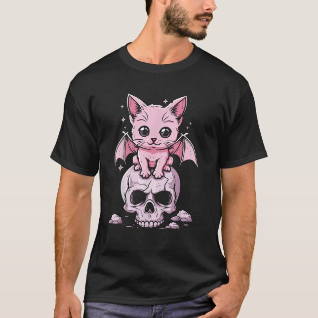 Camiseta Gato de Kawaii, estético de anime bonitinho, Gótic (Frente)