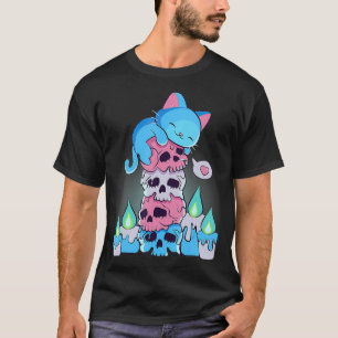 Camiseta Gato de Kawaii, estético transexual, em crânios 