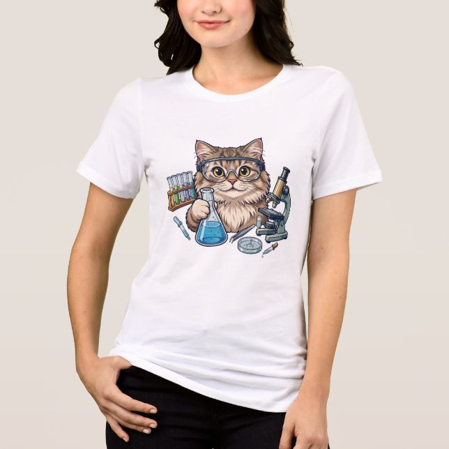 Camiseta Gato de Laboratório de Ciência - Volta Divertida à (Frente)
