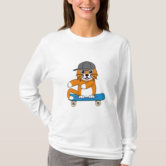 Camiseta Gato de Laranja Cachorro em Cartoon (Frente)
