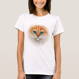 Camiseta Gato de Laranja Cachorro Gato Rosto Feliz