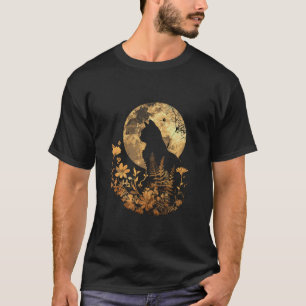 Camiseta Gato de Lua Cheia Floral Gatinhos Flores Gatos Hal