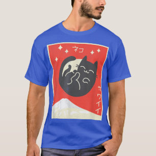 Camiseta Gato de Lua Negra Japonesa do Gato Kawaii Cat