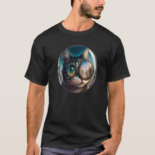 Camiseta Gato de Lupa Legal Retro Elétrico Divertido Fofo