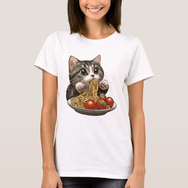Camiseta Gato de macarrão, Gato de espaguete (Frente)