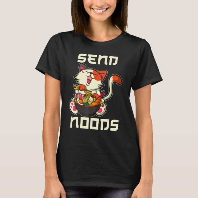 Camiseta Gato de Macarrão Ramen Japonês (Frente)